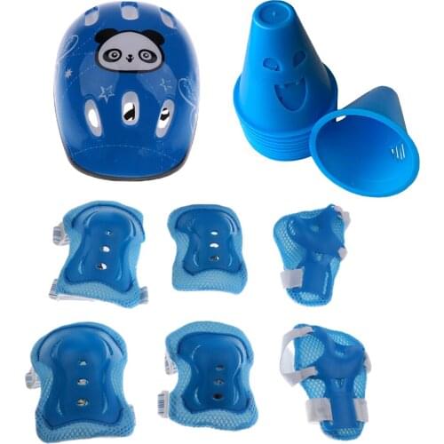 Kids Roller Skating Bike Knee Elbow Wrist Pad Guard 10Pcs Sport Cones