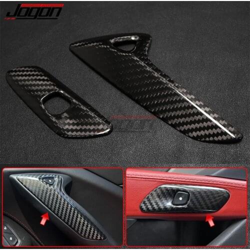 For Chevrolet Corvette C7 ZR1 Z06 2014-2018 2019 Real Carbon Fiber Interior Door Handle Cover Trim Button Frame Decoration