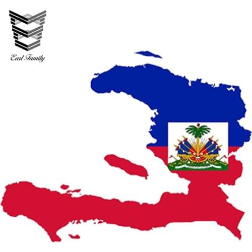 EARLFAMILY 13cm x 9.75cm Car Styling Haiti Map Flag Car Sticker Silhouette for Bumper Helmet Fridge Door Waterproof Accessories