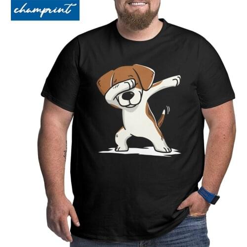 Mens Dabbing Beagle Funny Beagle Dog T Shirt Pure Cotton Tops Summer Crewneck Big Tall Tees Plus Size 4XL 5XL 6XL T-Shirt