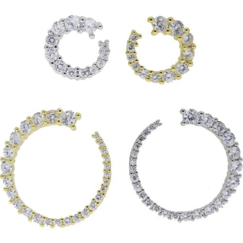 Geometric Women Fashion Jewelry Sparking Bling Clear Cubic Zirconia CZ Circle Hoop Earring Big Small