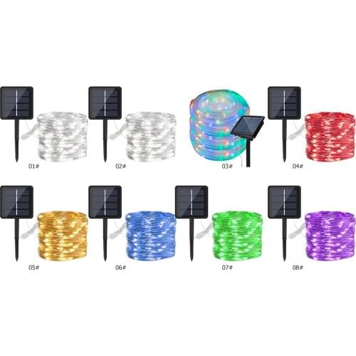 20m 200LED Solar Outdoor Light Waterproof Copper Wire Lamp String 8 Modes Multicolor Flash Fairy Light for Wedding Garden Christ