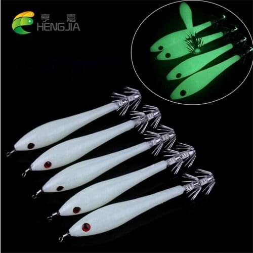 HENGJIA 5pcs octopus assist squid jig strong hook luminous Umbrella fishing tackle shrimp night Fishing Fluorescent Fishing Lure
