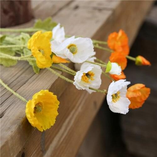 Corn Poppy Wedding Simulation Silk Flowers 4 Poppy Head Home Decoration Flower Vases, Artificial Flowers Artificial Plants