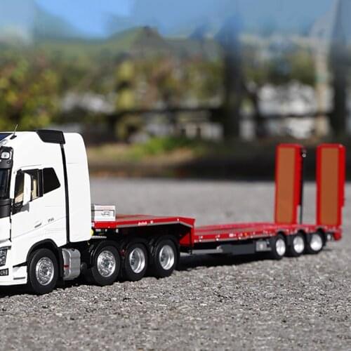 Diecast 1:32 Scale 8*4 Heavy Duty Flatbed Transport Truck Alloy Vehicle Model Tractor Accessory Toy collectionTrailer Show