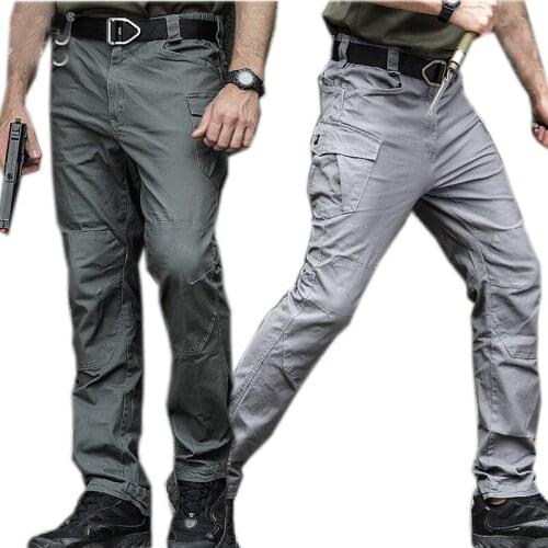 New2019 Men Tactical Pants Stretchy Full Length Trousers 100% cotton Comfortable multi pockets commuter Training pants leggings