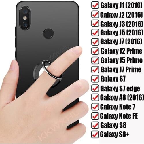 For Samsung Galaxy J1 J2 J3 J5 J7 (2016) Prime S7 edge S8 Plus Note 7 FE A9 A8 Star A8s Back Ring Holder Bracket Case Soft Cover
