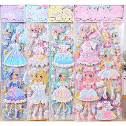 30sheets Stickers Lovely Girls 3D kawaii sticker Laptop Dress up Girl Changing Clothes stickers kids toys pegatinas girl gifts