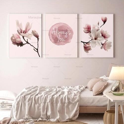 Blooming Flowers Wall Art Magnolia Poster Floral Print Canvas Painting Scandinavian Pictures For Living Room Bedroom Home Decor