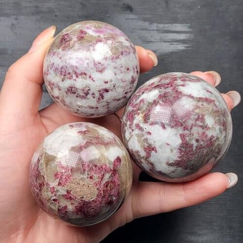 Natural red tourmaline quartz crystal polished sphere ball for sale