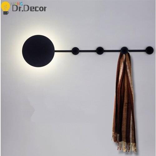 Nordic Wall Lights Clothing Cap Rack LED Wall Lamp Round Iron Aisle Door Locker Bedroom Room Wall Light Home Decor Wall Lights