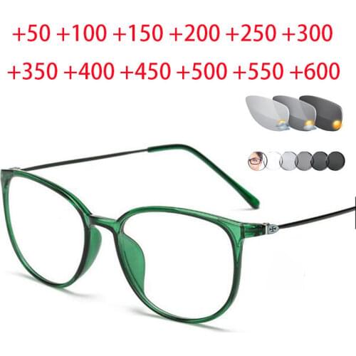 Anti-UV-reflective Transition Sun Photochromic Reading Glasses Women Ultra Light TR90 Frame Presbyopia Eyewear +1.0 +2.0 To +6.0