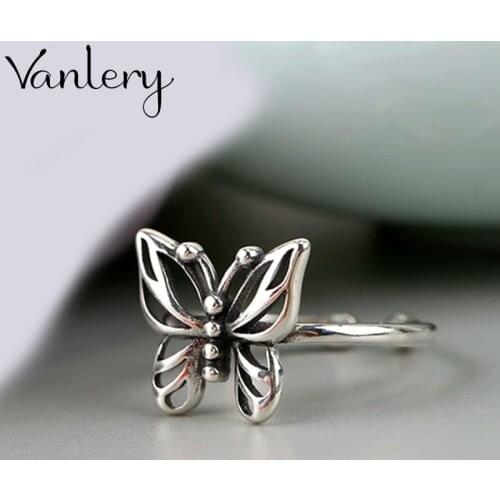 Wholesale Antique Silver Color Butterfly Rings For Women Statement Jewelry Finger Ring anillos mujer bijoux