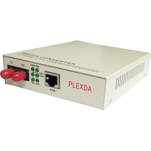 Plexda 10/100/1000M MMF 850nm ST 0.5km Standalone Fiber Media Converter for GE Ethernet with Transceiver (FMC-GES14-S20IST)