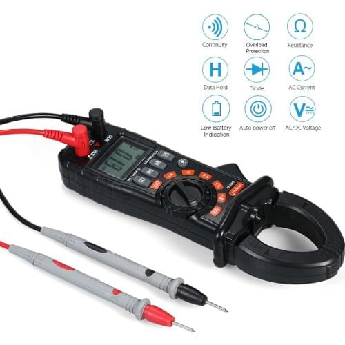 Handheld Digital Clamp Meter 1999 Counts Auto Range Multimeter Measuring Voltage Current Resistance Continuity Diode Tester LCD