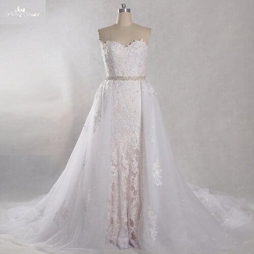 RSW849 Inside Mermaid Outside Tulle Vestido De Noiva 2 Em 1