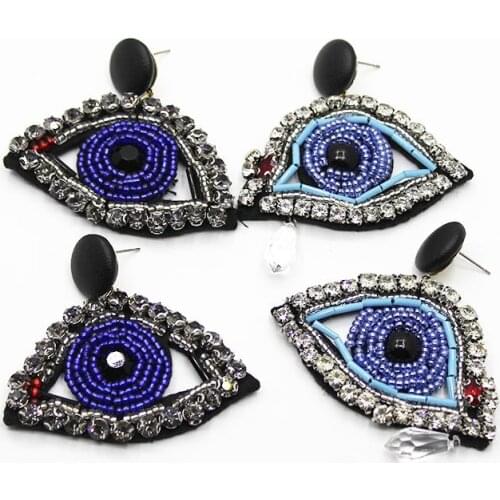 Hand made Eye of the demon Stud Earrings Titanium Stainless Steel Inlaid Zircon Earrings Silver Color Fashion Trendy JewelryGift