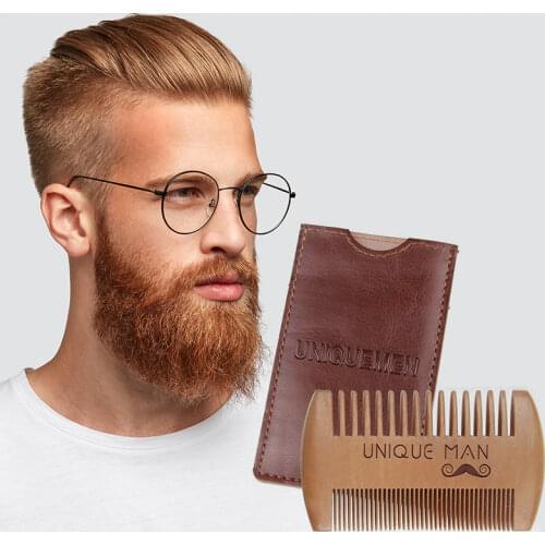Wooden Beard Comb for Men Nature Black Sandalwood Hair Comb Massage Scalp Close Teeth Comb Mini Pocket Comb for Travel