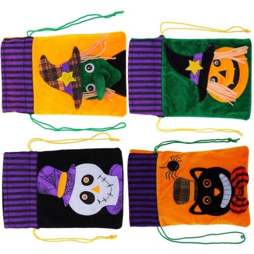 Halloween Burlap Gift Bags Pumpkin Ghost Festival Candy Sewing Wool Non-Woven Storage Bag Pocket