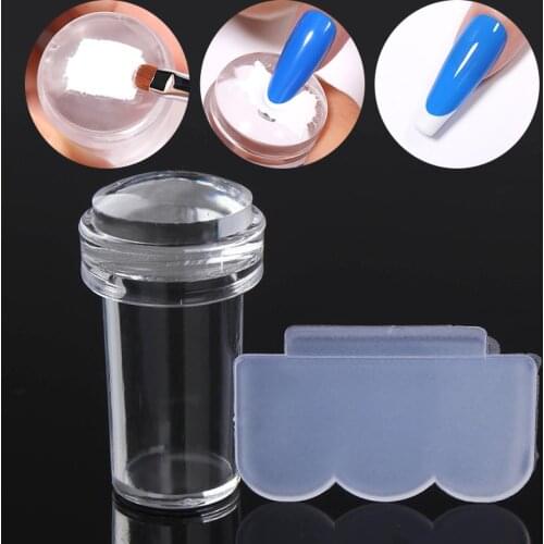 BORN PRETTY Nail Stamper Clear Silicone Head Translucent Scraper Set With Cap Crystal Nail Art Stamping Polish Print Tools