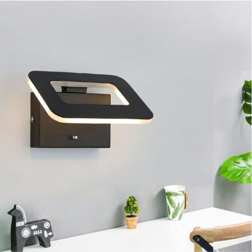 Modern Minimalist Bedside Reading Wall Lamps With Switch Rotable Staircase Aisle Restaurant LED Wall Sconce Light