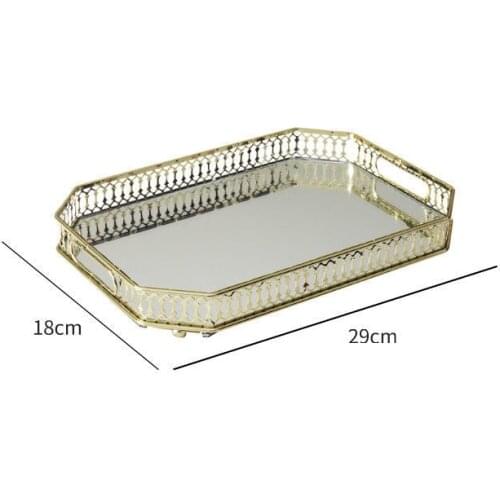 Nordic Wind Glass Mirror Tray Home Living Room Light Luxury Coffee Table Decoration Fruit Plate Water Cup Tea Storage