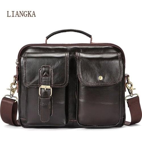 First Layer Cowhide Messenger Bag Men Genuine Leather Handbag Male Travel Pad Shoulder Bag for Men Office Briefcase Totes