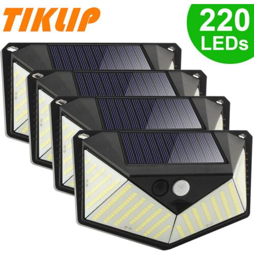 Tiklip Solar LED Light Outdoor Waterproof 3 Modes Sunlight Powered Lamp With PIR Motion Sensor For Street Wall Garden Decoration