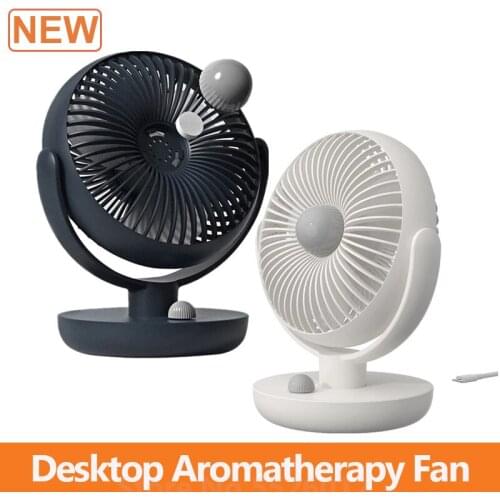 Creative Desktop Aromatherapy Fan 120 Degree Auto Shaking Head USB Rechargeable Office Circulating Air Cooling Fan