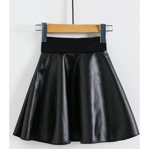 Girls Skirts 2021 PU Leather Elastic Waist Baby Girl Black Skirt 12M-8Y Kids Tutu Short Skirts Children Clothing 4 Colors