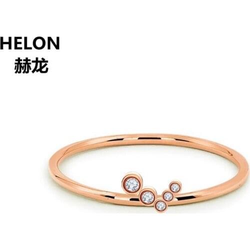 Solid 14k Rose Gold Natural Diamonds Engagement Wedding Ring for Women Anniversary Graduation Valentine Gift