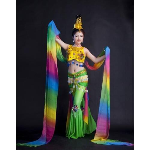 0134) woman long water sleeves sequins Chinese Classical dance girl Thailand Dunhuang flying dance costumes Moon Fairy clothing