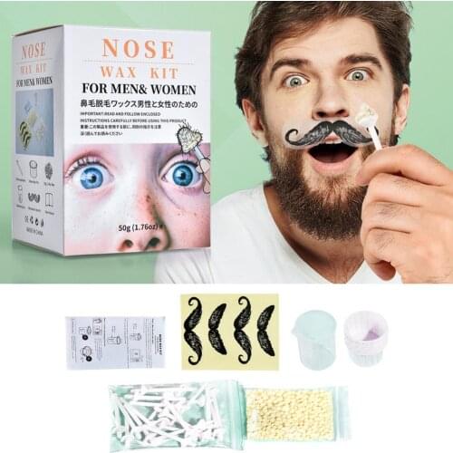 1Set Nose Ear Hair Removal Wax Kit Painless Easy Mens Nasal Waxing Hair Trimmer Nose Hair Wax Bean Set Nose Hair Trimmer