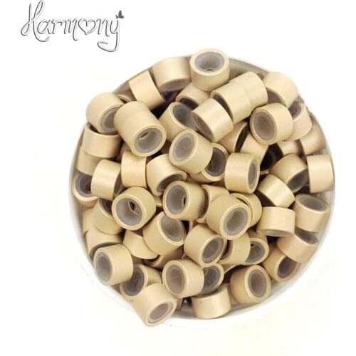 1000pcs 6# Medium Blonde color) 5.0mm Aluminium Micro ring Silicone lined Links Beads tube tools accessories