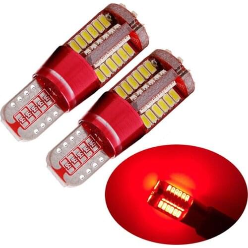 2pcs/set Red T10 Led 12V Car Parking Backup Light Bulb W5W 3014 57 SMD LED Canbus No Error Parking Backup Lights