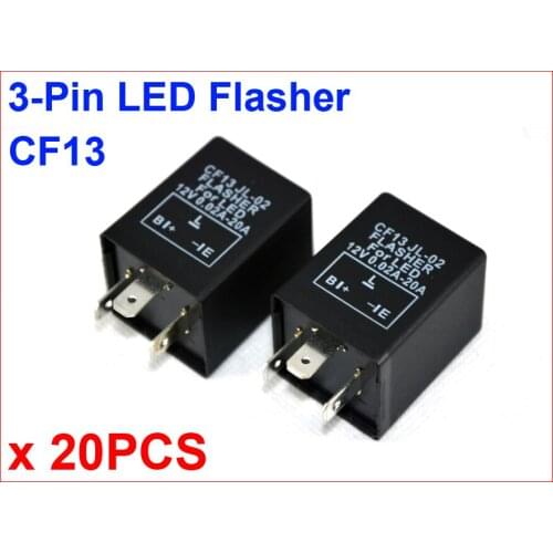 20PCS CF13 JL-02 LED Flasher 3 Pin Electronic Relay Module Fix LED SMD Turn Signal Light Error Flashing Blinker 12V 0.02A TO 20A