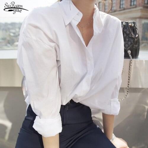 2021 Spring Cotton Shirts For Women Loose Casual Blouses Tops White Shirt Women Long Sleeve Plus Size Women Blouse Femme 8874