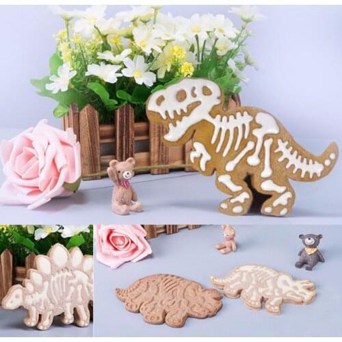 3pcs Cookie Cutter Cartoon Lovely Baby Cookie Mold PVC Dinosaur Biscuits Bakers Tools Art Cake Mold Stamps