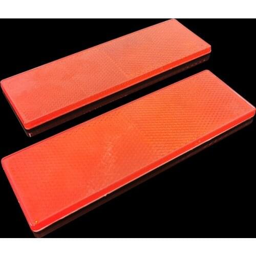 50 Pcs Truck Motorcycle Adhesive Rectangle Plastic Reflector Reflective Warning Plate Stickers Safety Sign Red