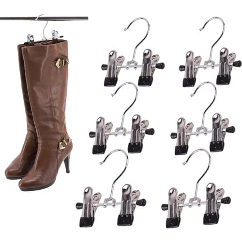 6Pcs Double Adjustable Clips Boots Hangers Ultra Thin Space Boot Holders for Tall Boots Hanging Clips Boot Holder Boot Organizer