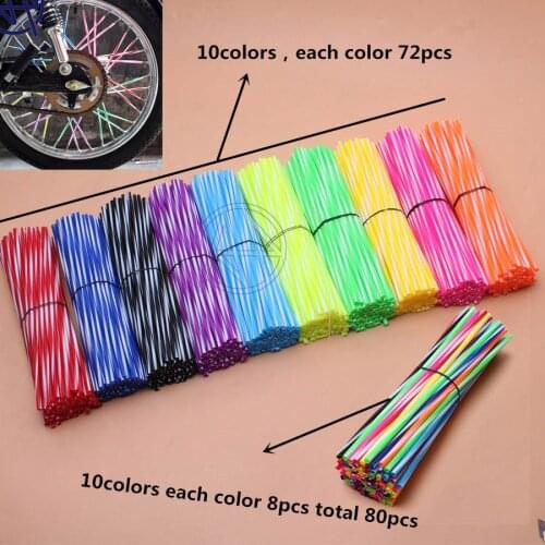 72Pcs Motorcycle Dirt Bike 9.33" Wheel Rim Spoke Skins Covers Wrap Tubes Decor Protector Kit Motorcycle Protection Car Styling