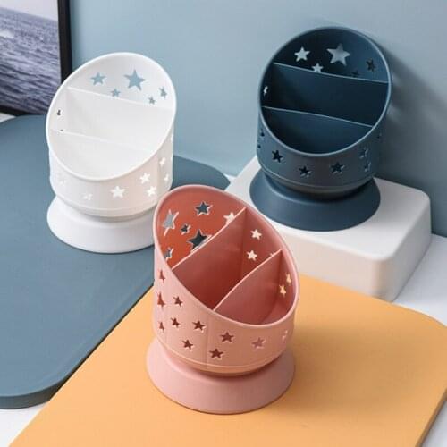 83XC Cute Hollow-out Stars Desk Pen Holder Multi-purpose Pen Holder Desktop Stationery Organizer Holder for Office School