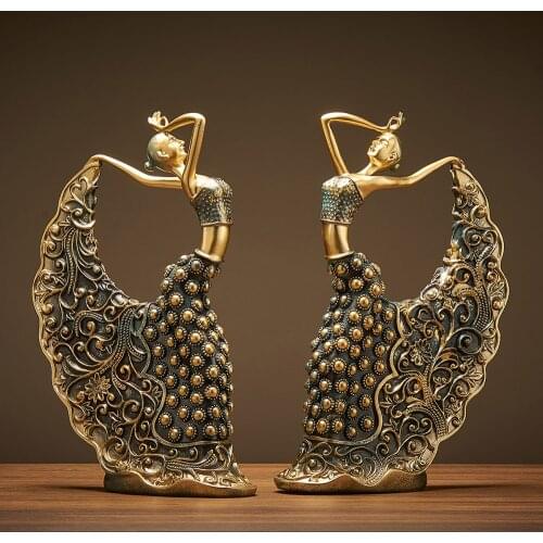 Peacock Dancer Figurine Resin Handcarfts Dancing Girl Statue Figurine Home Living Room Office Craft Decoration Accessories