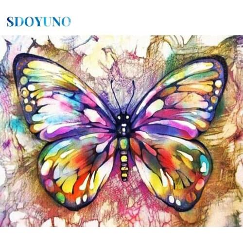 SDOYUNO 5D Diamond Painting Full Square/Round Rhinestone Home Decor Mosaic Animals Diamond Embroidery Butterfly Home Decor