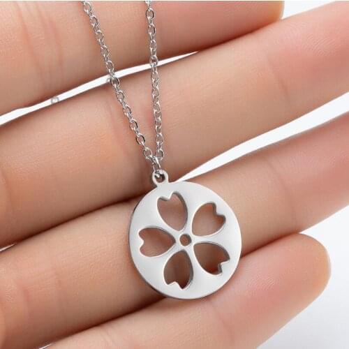 AsJerlya Cherry Pendant Necklace Stainless Steel Female Pendant Chain Accessories pendentif femme acier inoxydable collane