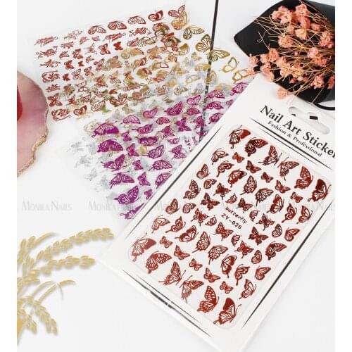 Personalized Butterfly Nails Foil Holographic Stickers For Nail Art Decals Sliders Transfer Paper Wraps Manicure 3D Decorations