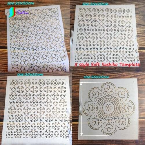 Large Size 10x10cm 20x20cm Creative 5 style Matte White Handmade Embroidery Template Geometry Style Soft Thin Sashiko Template