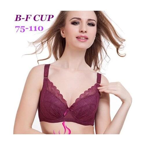 Summer Plus Size Adjustable Ultra Thin Sexy Lace Push Up Full Cotton Large Cup Bras 75 80 85 95 100 110 B C D E F Free Shipping