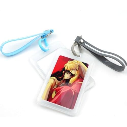 Anime Inuyasha Card Cover with Key Chain Fashion Card Bag Bank Credit Card Holder Plastic Student ID Bus Card Sleeve Protect