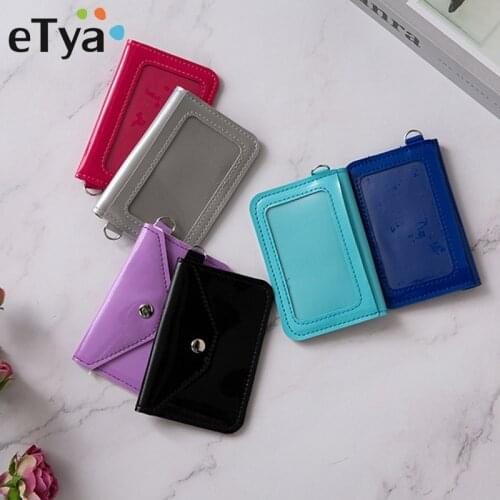 ETya ID Card Holder PU Leather Slim Bank Credit Card Holder Wallet Purse Money Cardholder Case for Men Women